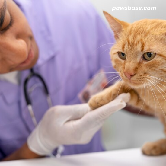 Photos of a cat at the vet 