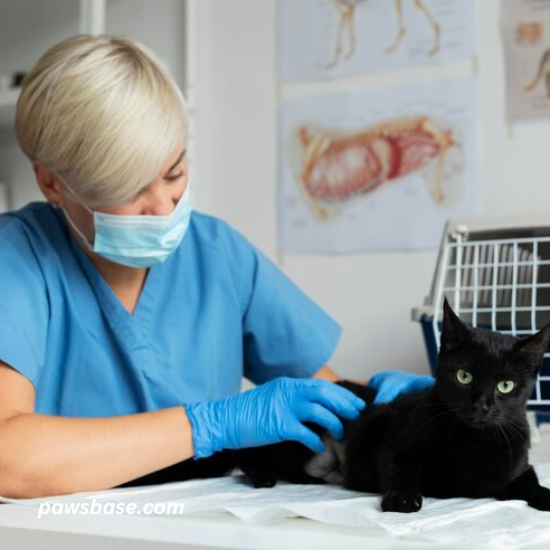 image of cat examine by vet 